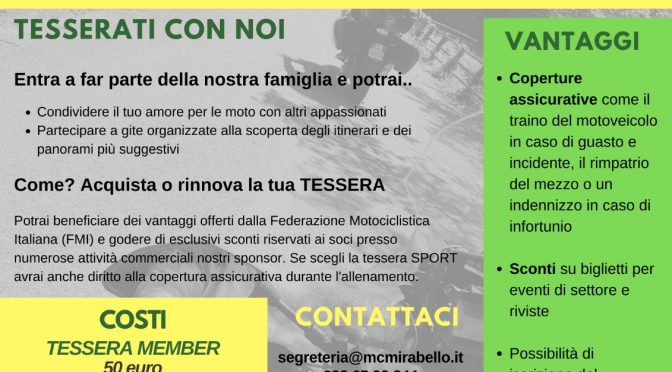 Verso nuove traiettorie! Tesseramento 2022-Motoclub Mirabello Monferrato